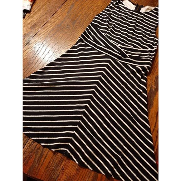 Small Rewind Black White Striped Criss Cross Waist Sleeveless Sundress Casual - Picture 3 of 4